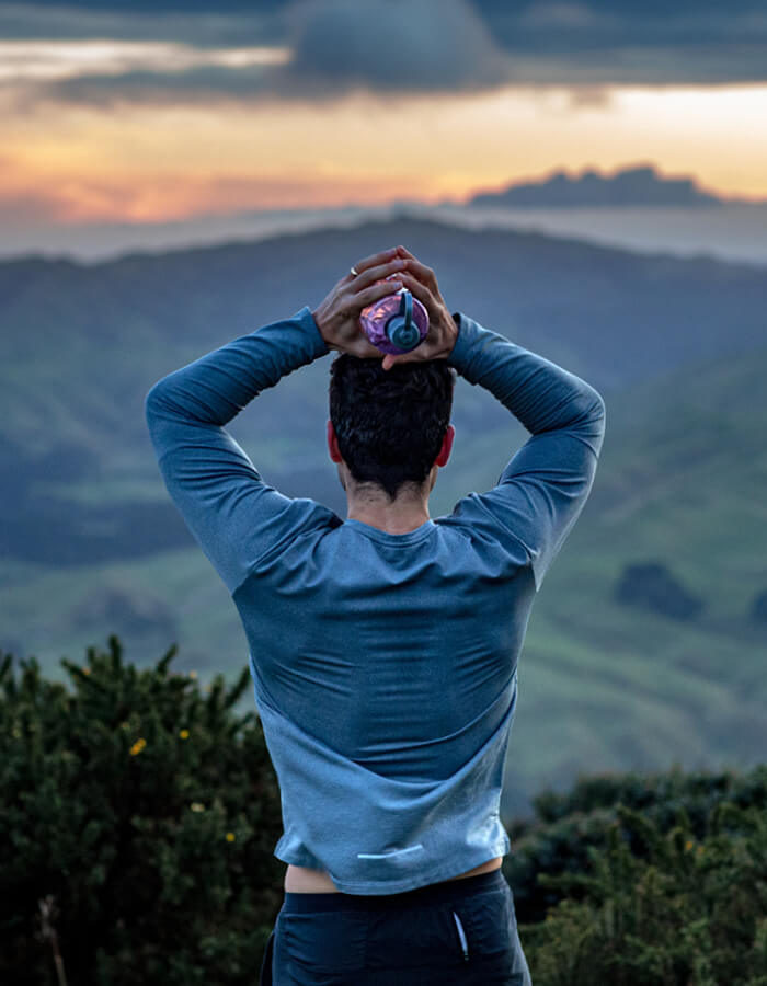 Man looking at Mountains